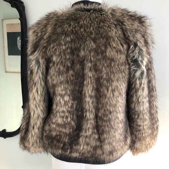 Rebecca Taylor Faux Fur Crop Coat w/ Silk Trim - Picture 3 of 8